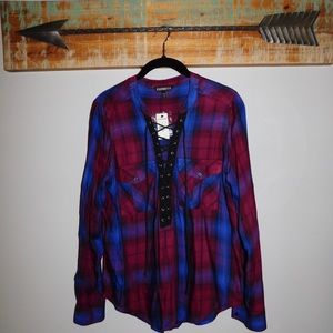 NWT* Express vibrant plaid long sleeve shirt